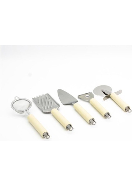 Elite Krem Silikon Saplı 5 Prç Metal Mutfak Gereçleri COOK-270 1 Adet