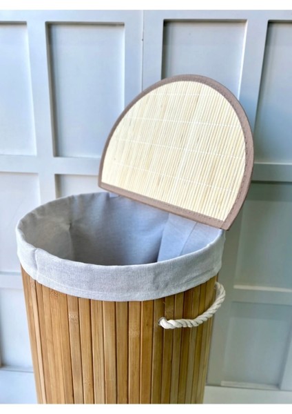 Elite Bambu Yuvarlak Kirli Çamaşır Sepeti Çok Amaçlı Düzenleme Oyuncak Sepeti Ipli Naturel Hasır 60LT 1 Adet fırsatları