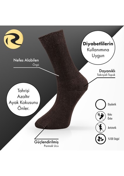 Pamuklu Dıyabetik Erkek Düz Çorap Premium 2'li