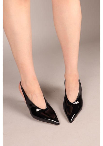 Yaleni Arkası Lastikli Rugan Stiletto Siyah modelleri