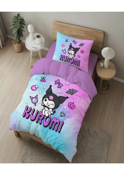 Elite Gift Duvet Cover Kuromi 3D Baskılı Tek Kişilik Nevresim Takımı 1 Adet