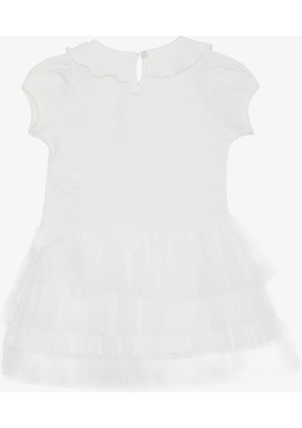 Kız Çocuk Elbise Fiyonklu Tüllü Omuzu Fırfırlı 1.5-5 Yaş, Ekru indirimleri