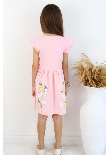 Kız Çocuk Elbise Etek Kısmı Limon & Çiçek Baskılı 2-6 Yaş, Pembe modelleri