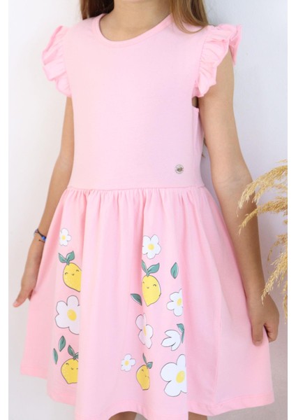 Kız Çocuk Elbise Etek Kısmı Limon & Çiçek Baskılı 2-6 Yaş, Pembe fırsatları