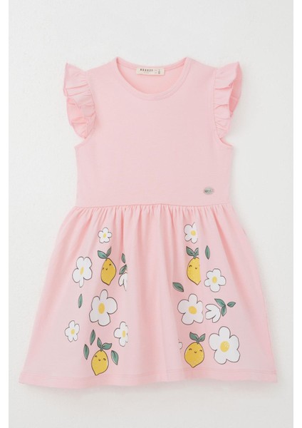 Kız Çocuk Elbise Etek Kısmı Limon & Çiçek Baskılı 2-6 Yaş, Pembe indirimleri