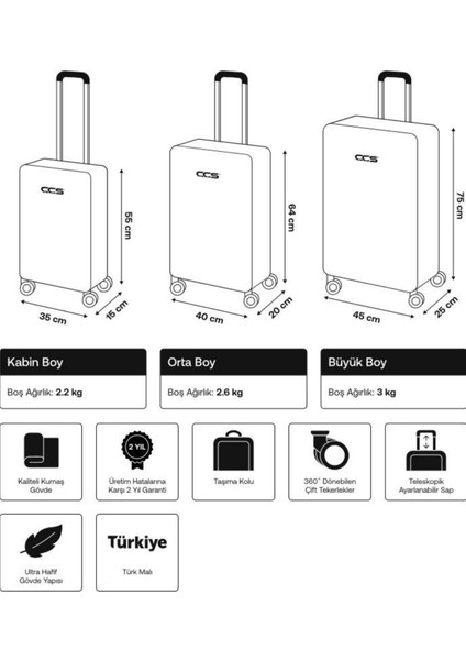 Ultra Light Hafif Lüx Kumaş Ithal Körüklü Valiz T620