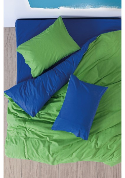 Elite Popping Colors Çift Kişilik Lastikli Çarşaflı Nevresim Takımı Sage Yeşil-Mavi 1 Adet