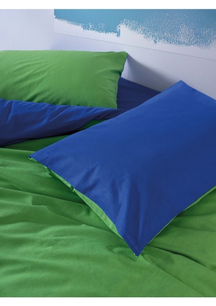 Elite Popping Colors Çift Kişilik Lastikli Çarşaflı Nevresim Takımı Sage Yeşil-Mavi 1 Adet fırsatları