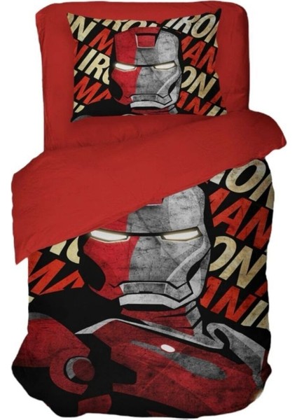Elite Iron Man Demir Adam 3D Dijital Baskı Tek Kişilik Nevresim Seti (Nevresim ve 1 Yastık Kılıfı) 1 Adet
