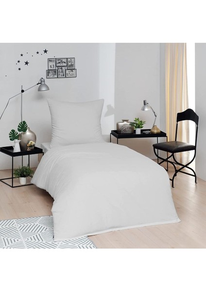 Elite Tek Kişilik Pamuk Saten Nevresim Seti Beyaz 155X220 cm 1 Adet