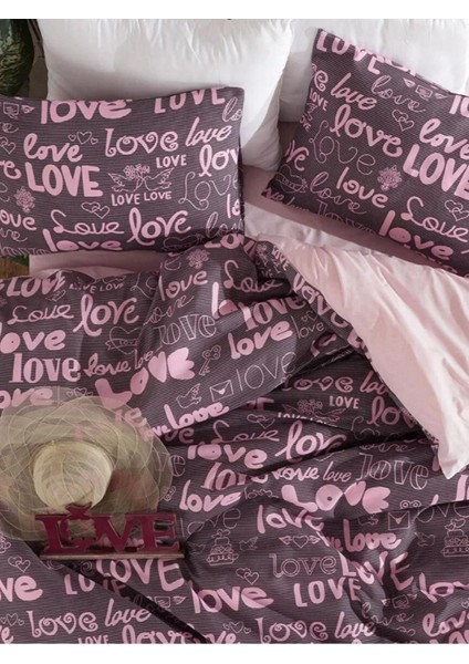 Elite Pinklove Tek Kişilik Cift Taraflı Nevresim Seti (Çarşafsiz) YENI?LOVEÇIFT889488 1 Adet