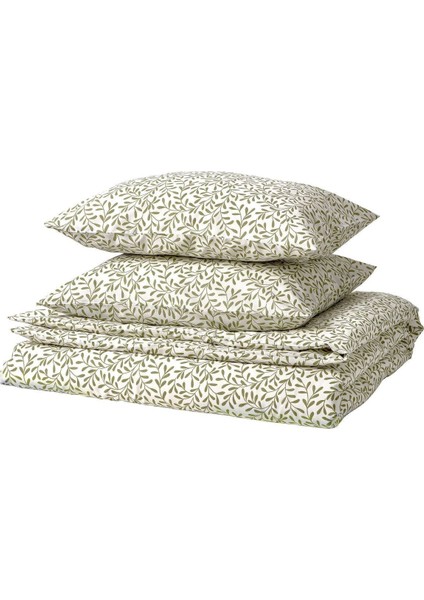 Elite Sorgmantel, Çift Kişilik Nevresim Seti, Beyaz-Yeşil, 240X220/50X60 cm Çift Kişilik Nevresim Seti 1 Adet