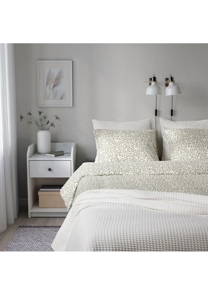 Elite Sorgmantel, Çift Kişilik Nevresim Seti, Beyaz-Yeşil, 240X220/50X60 cm Çift Kişilik Nevresim Seti 1 Adet