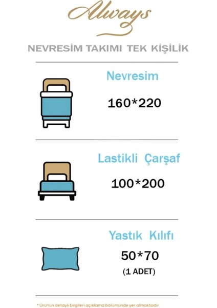 Elite Lastikli Çarşaflı Çift Taraflı Tek Kişilik Nevresim Takımı 1 Adet