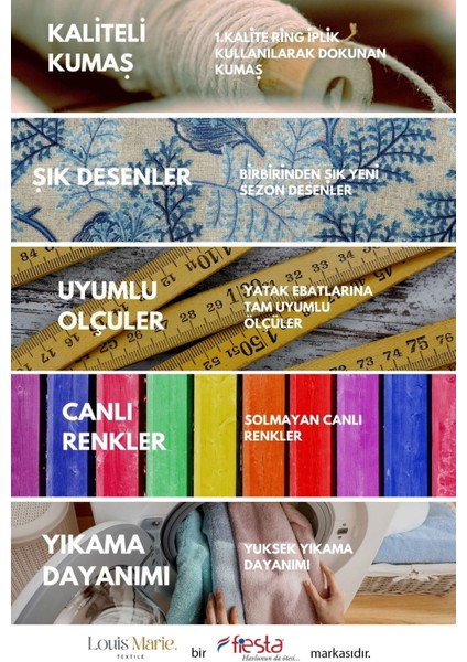 Elite | Çift Kişilik | Pamuk| 4 Parça | Nevresim Takımı | Aden 1 Adet