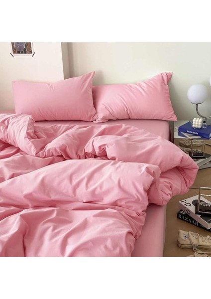 Elite Tek Kişilik Düz Pembe Nevresim Seti (Çarşafsız) 1 Adet