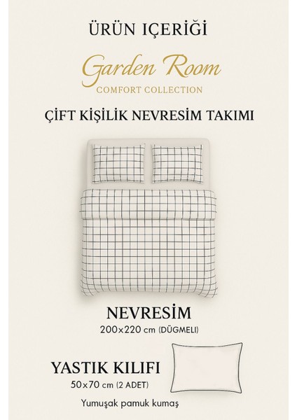 Elite Çift Kişilik Nevresim ve 2 Yastık Kılıfı Seti Beyaz Kareli Desen - Çarşafsız 1 Adet modelleri