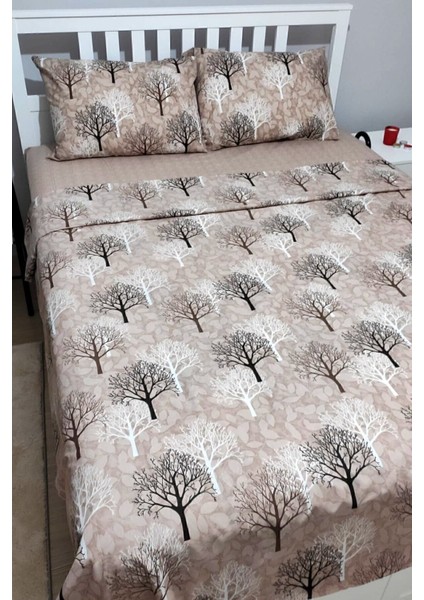 Elite Çift Kişilik Lastikli Çarşaflı Pamuklu Wood Kahve 2 Yastıklı 4 Parça Nevresim Takımı 1 Adet modelleri