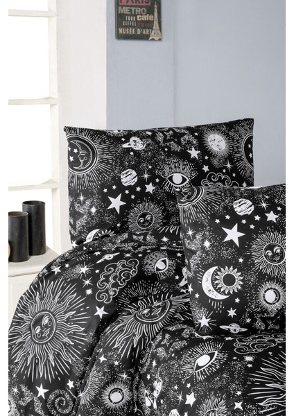 Elite Siyah Beyaz Çift Kişilik Nevresim Seti - %100 Pamuk, 200X220 Cm, Modern ve Şık Tasarım 1 Adet