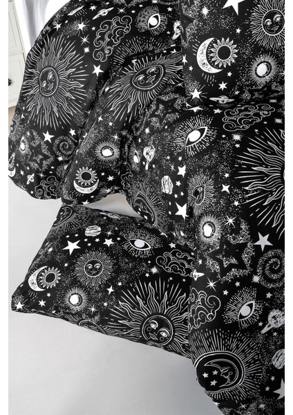 Elite Siyah Beyaz Çift Kişilik Nevresim Seti - %100 Pamuk, 200X220 Cm, Modern ve Şık Tasarım 1 Adet