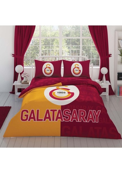 Elite Lisanslı Galatasaray Parçali Logo Çift Kişilik Pamuk Nevresim Takımı 1 Adet