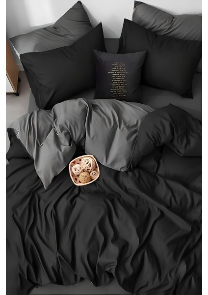 Elite Çift Kişilik Çift Taraflı Nevresim Takımı Black Grey 1 Adet