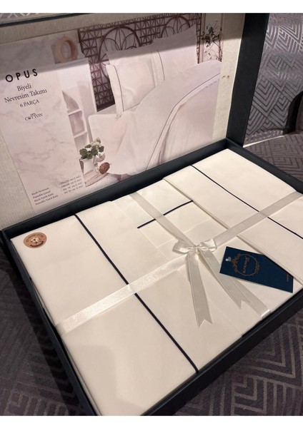 Elite Opus %100 Pamuk Sade ve Spor Biyeli Nevresim Takımı 6 Parça Lüks Kutulu 1 Adet