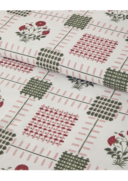 Elite Floral Grid Pamuklu Tek Kişilik Nevresim Seti Gül Kurusu 1 Adet fırsatları