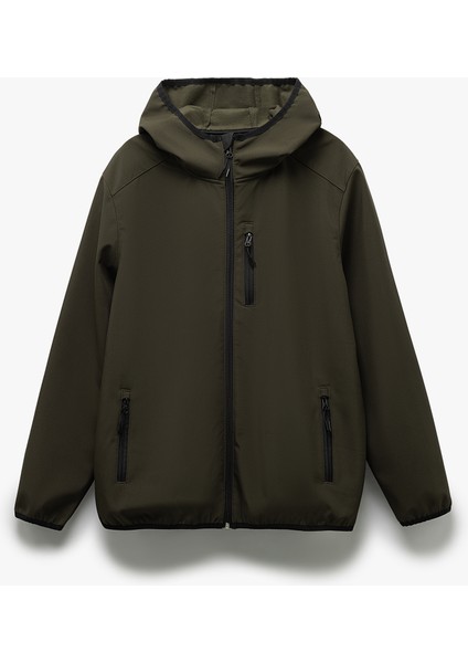 Yeni Sezon Fermuarlı Cepli Uzun Kollu Slim Fit Kapşonlu Mevsimlik Ceket