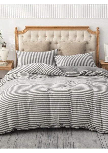 Elite Gray Collection Çift Kişilik Pamuk Lastikli Çarşaflı Nevresim Takımı 1 Adet