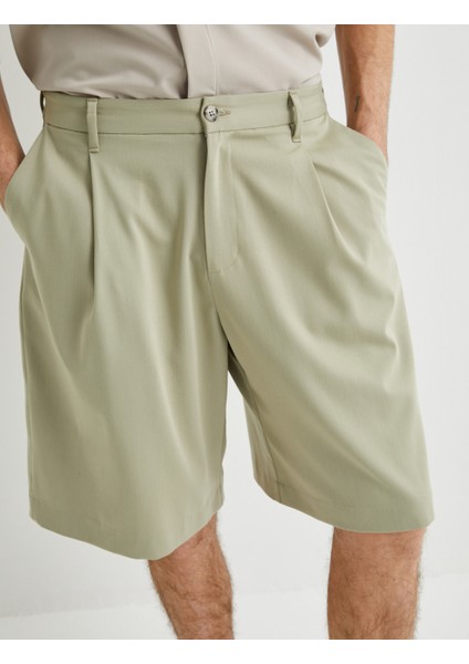 Yeni Sezon Kumaş Şort Oversize Pileli Chino Düğmeli Cep Detaylı