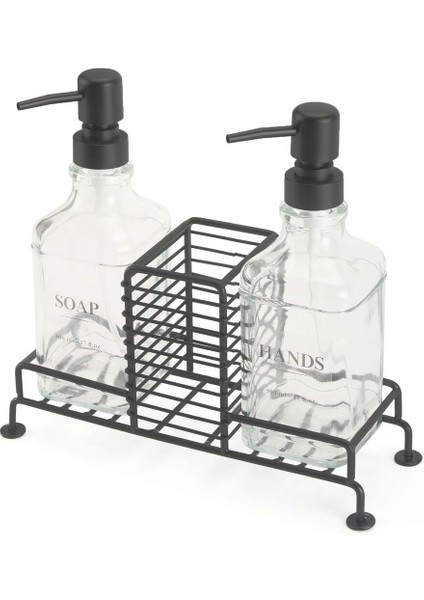Elite Stantlı 2'li Mutfak Sıvı Sabunluk Seti - Siyah - 500 ml 1 Adet fiyatları