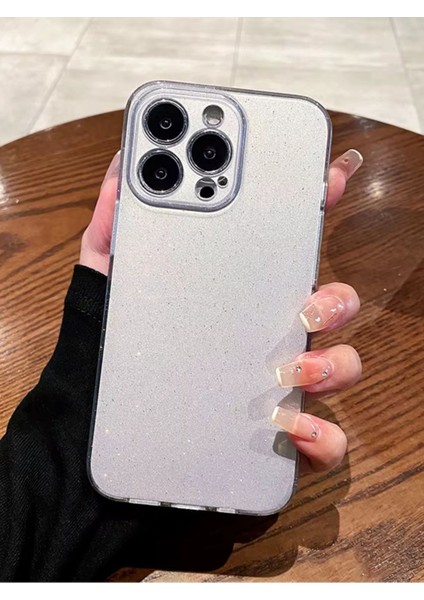 Apple iPhone 16 Pro Kılıf Simli Ince Darbe Dayanıklı Silikon Parlak Yumuşak Kapak Pembe