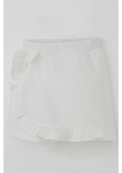Kız Çocuk Şort Etek Fiyonk Aksesuarlı Fırfırlı 6-10 Yaş, Ekru modelleri