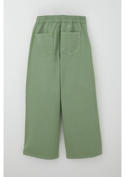 Kız Çocuk Gabardin Pantolon Geniş Paça Beli Lastikli 5-9 Yaş, Mint Yeşili fiyatları
