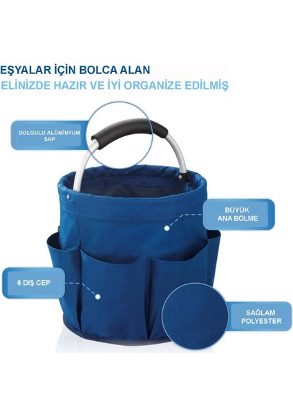 Temizlik Çantası – Çok Gözlü, Saplı,temizlik Malzemesi Taşıma ve Saklama Organizer | 28X28X26,5 cm indirimleri