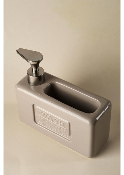 Ashley Porselen Sıvı Sabunluk 750 ml Taupe Renk Ergonomik Pompalı Suya Dayanıklı Şık Tasarım