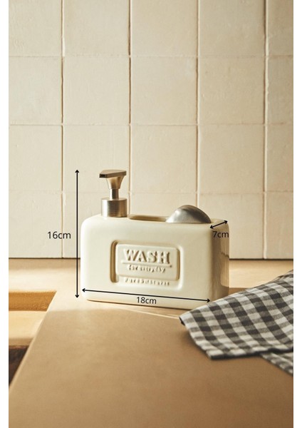 Ashley Porselen Sıvı Sabunluk 750 ml Taupe Renk Ergonomik Pompalı Suya Dayanıklı Şık Tasarım