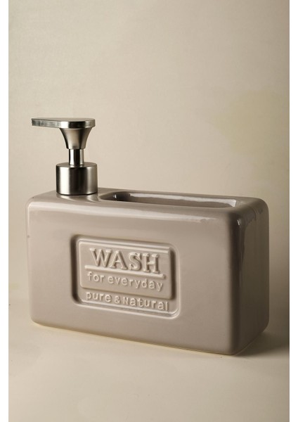 Ashley Porselen Sıvı Sabunluk 750 ml Taupe Renk Ergonomik Pompalı Suya Dayanıklı Şık Tasarım