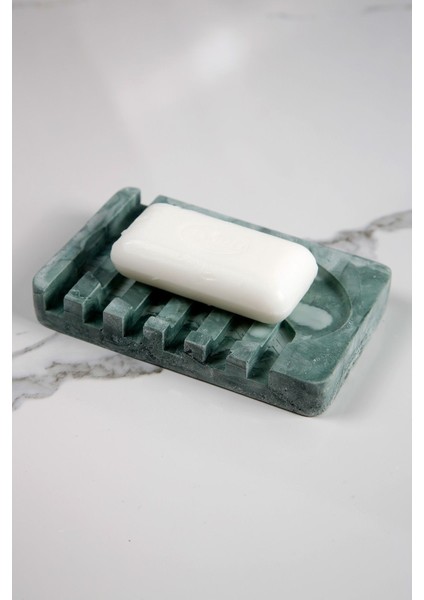 Elite Mermer Desenli Banyo Mutfak Tuvalet Beton Katı Sabunluk Su Giderli 8X13 cm 1 Adet