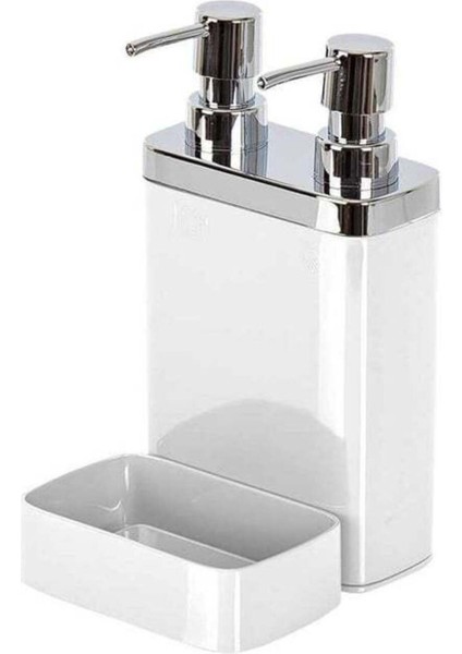Elite Sünger Hazneli Mutfak Sıvı Sabunluk (300 Ml) ve Bulaşık Deterjanlık (500 Ml) 1 Adet