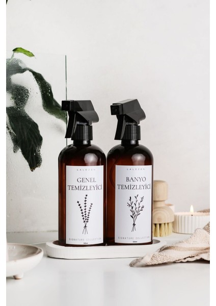 Elite Beyaz Stantlı Genel Temizleyici ve Banyo Temizleyici Etiketli Plastik Amber Şişe 500ML 1 Adet