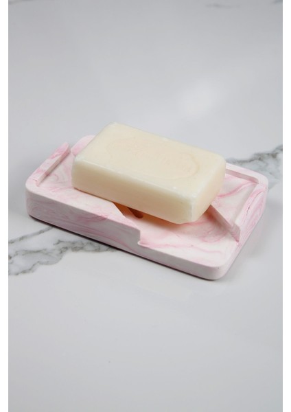 Elite Mermer Desenli Banyo Mutfak Tuvalet Beton Katı Sabunluk Su Giderli Süzgeç Model 8X13 cm 1 Adet