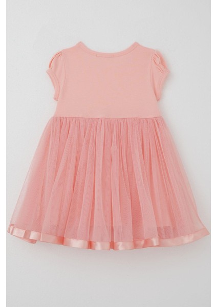 Kız Çocuk Elbise Tüllü Simli Fiyonk Aksesuarlı 2-6 Yaş, Somon fiyatları