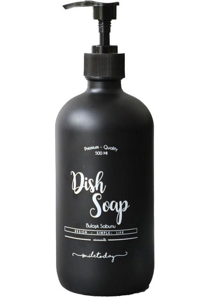 Elite Siyah Cam Bulaşık Sabunu Şişesi - 500 ml (Dish Wash) 1 Adet