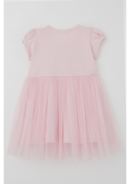 Kız Çocuk Elbise Çiçek Baskılı Tüllü Fiyonk Detaylı 1.5-5 Yaş, Pembe fiyatları