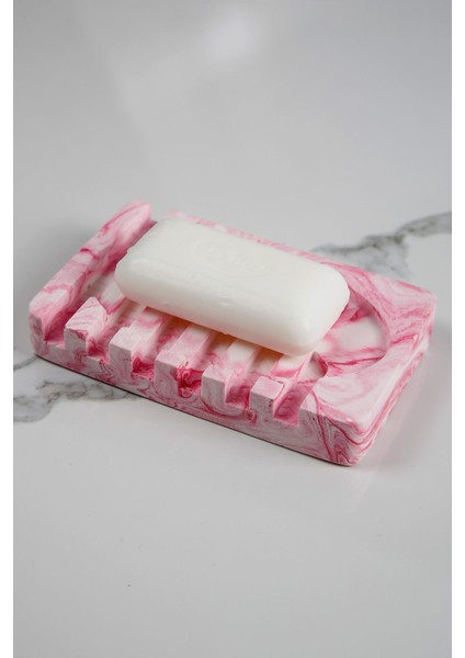 Elite Mermer Desenli Banyo Mutfak Tuvalet Beton Katı Sabunluk Su Giderli 8X13 cm 1 Adet