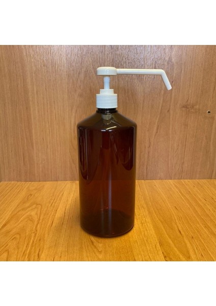 Elite 1000 cc Amber Plastik Şişe - Dispansiyer Pompalı - 1 Litre Kahverengi Boş Plastik Şişe 1 Adet