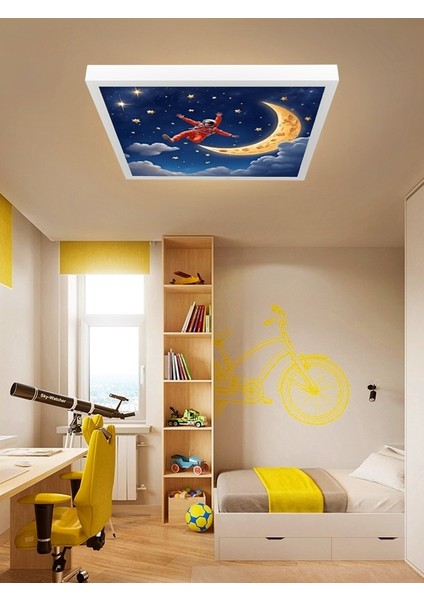 Uzay, Astronot, Yıldız Avize, 60WATT, Beyaz Işık, 60X60 Modern Kare LED Avize, Çocuk Odası Uzay modelleri