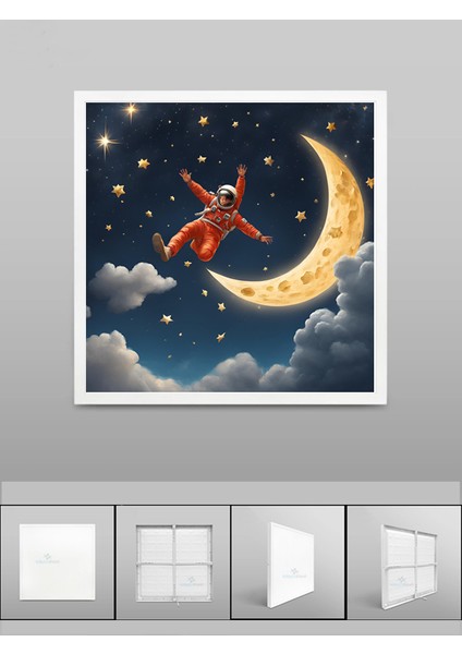 Uzay, Astronot, Yıldız Avize, 60WATT, Beyaz Işık, 60X60 Modern Kare LED Avize, Çocuk Odası Uzay fırsatları